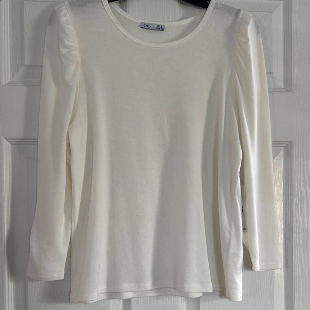 Dex Cream puff shoulder 3/4 Sleeve knit top